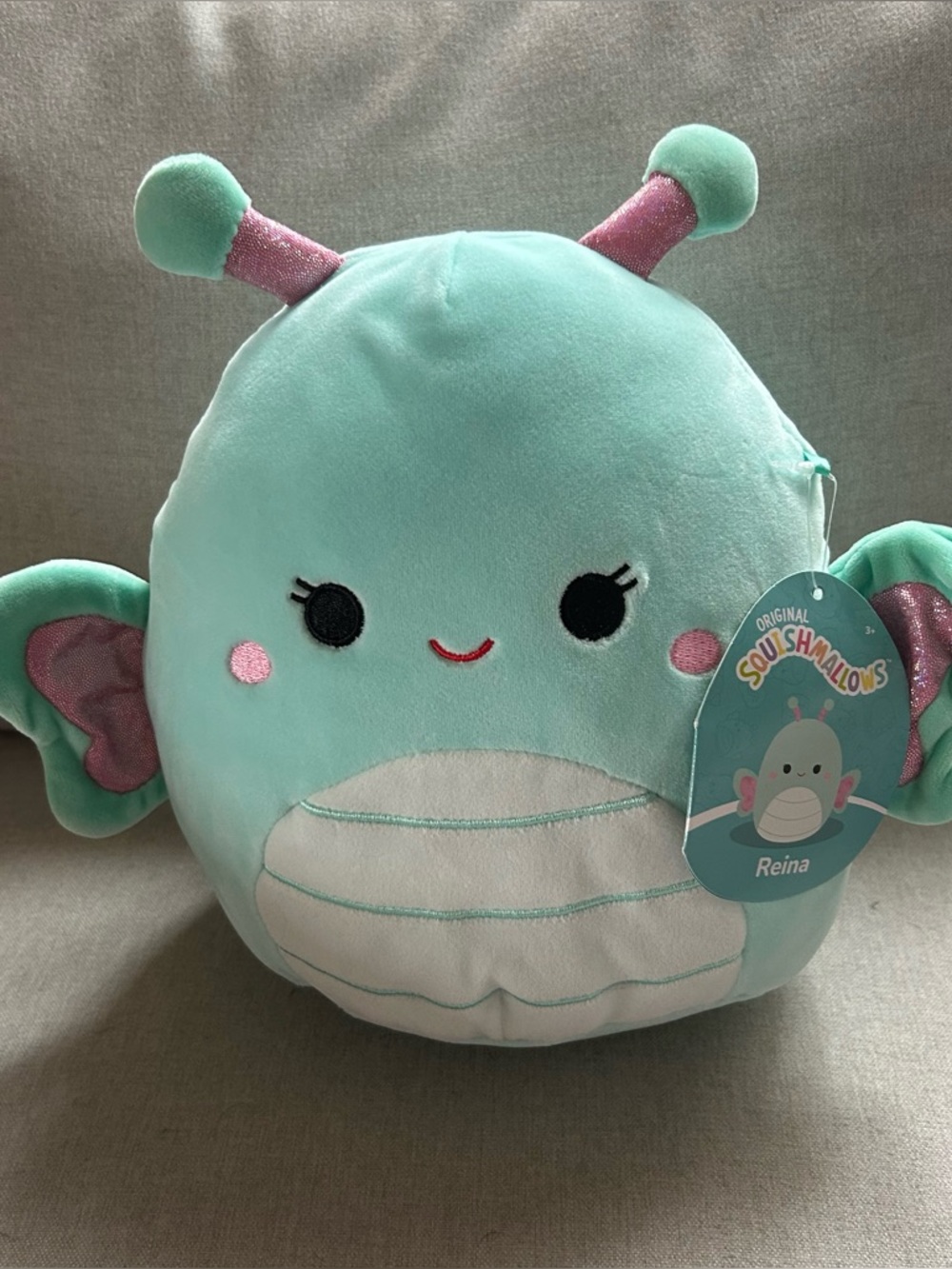 Reina the Butterfly is an aqua Squishmallow from the Bug's Life Squad 8 inches